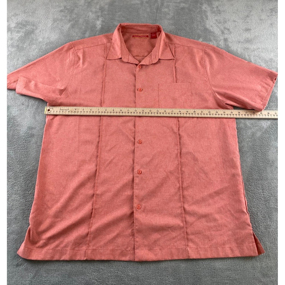 Havanera Co Mens XL‎ Coral Orange Short Sleeve Button Down Camp Shirt Guayabera - Picture 4 of 10